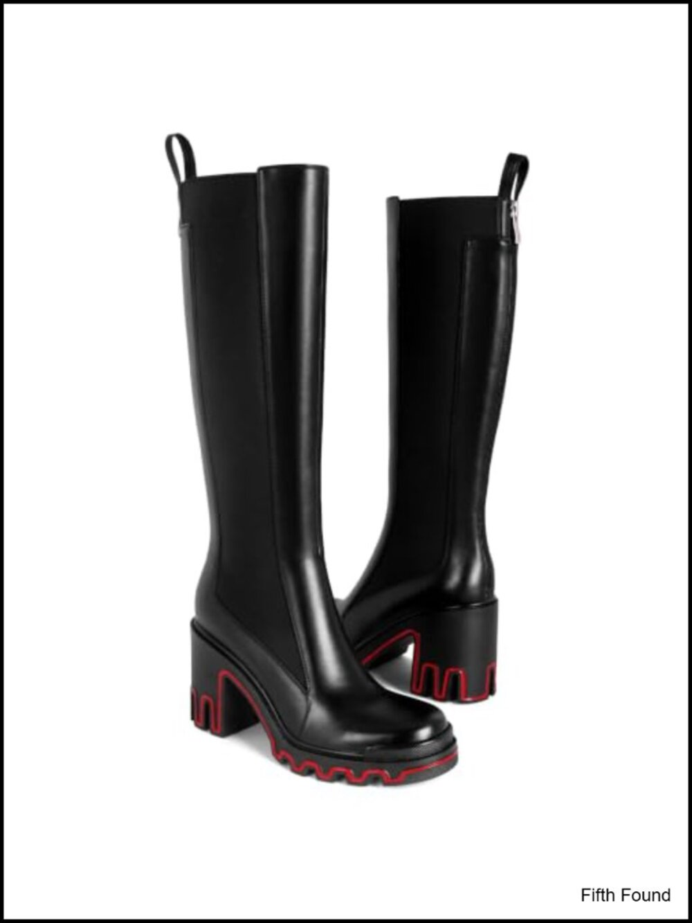Chelsea Knee High Boots Chunky Block Platform High Heel Faux Leather